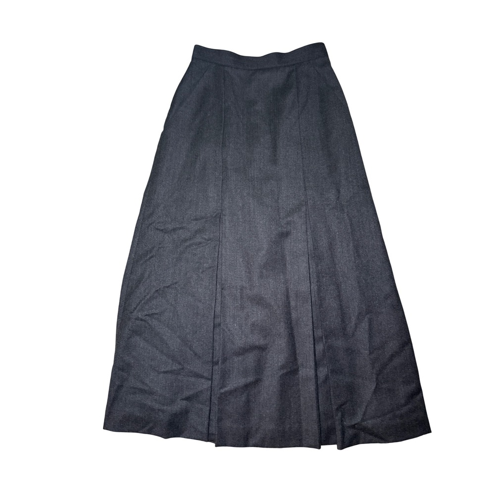 Barry I Bricken Neiman Marcus Vintage Gray Wool Pleated Maxi Skirt Size 6 38